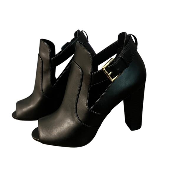 NWOT Michael Kors Lawson Open Toe Black Booties - Sz 9.5 - Picture 2 of 6